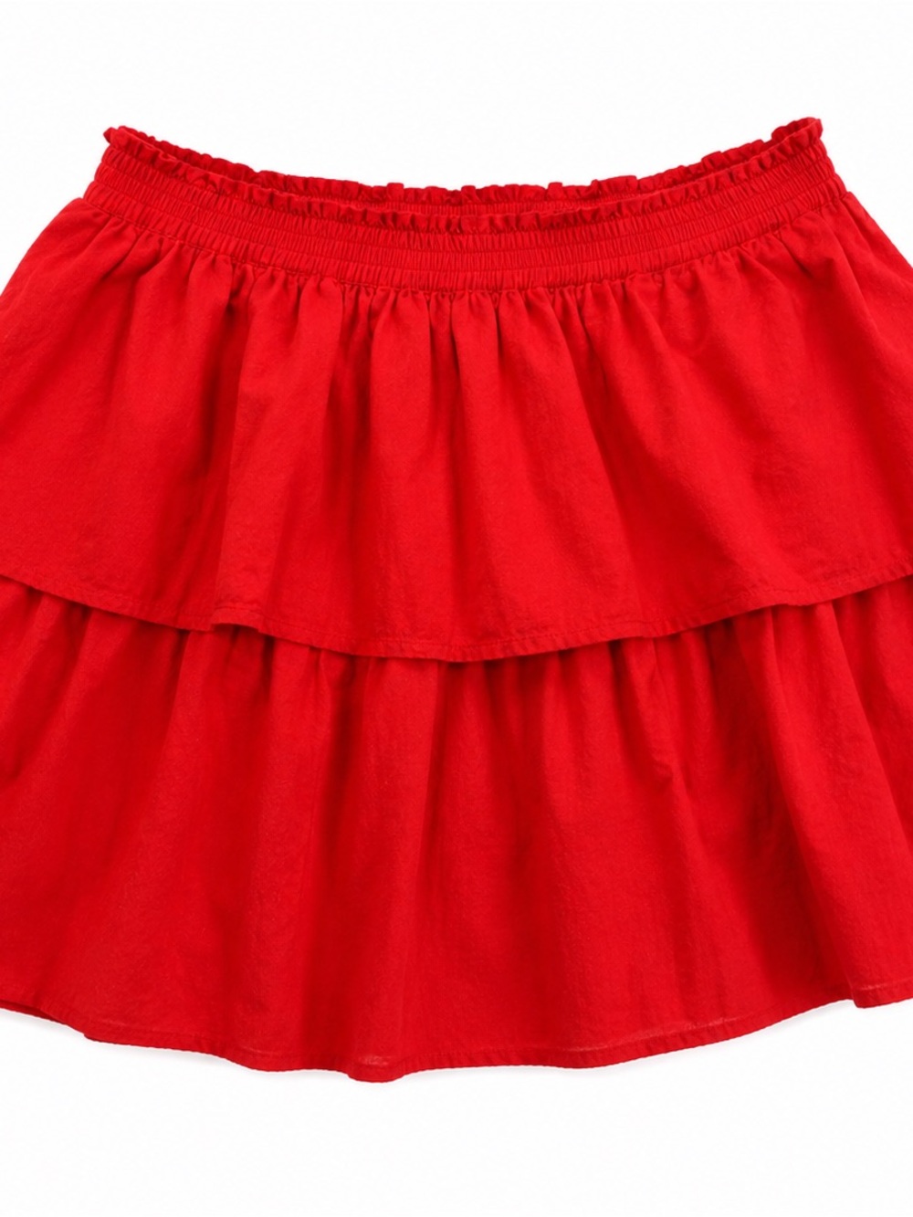 Jopna Red Tiered Ruffle Mini Skirt 100% Cotton Size Large